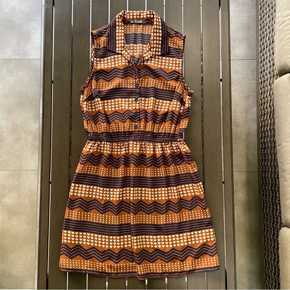 BEBOP CINCH-WAIST SLEEVELESS GEOMETRIC MINI DRESS!!